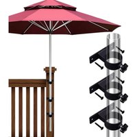 [NIE BENUTZT]3er-Pack Sonnenschirm-Klemmhalter, Schirmständer für Terrasse, Geländer, Balkon oder Hof – Schwarz von LARGEIGHT