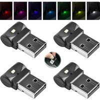 [NIE BENUTZT]4-teiliges USB-LED-Atmosphärenlicht für den Autoinnenraum, tragbares Mini-LED-Nachtlicht [7 einstellbare Farben], von LARGEIGHT