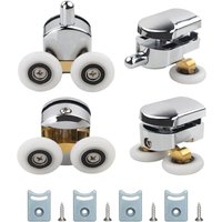 [NIE BENUTZT]4er-Set Duschtürrollen. Duschrollendurchmesser: 25 mm. Duschrollen für Glas von 4 bis 6 mm. Duschrollen für Schiebetüren (2 obere Rollen von LARGEIGHT