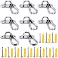 [NIE BENUTZT]60 mm Deckenhaken, M6-Edelstahl-Ösenplatte (8 Stück) und M6-Karabiner (8 Stück), 60 mm lange Deckenhakenkombination, 16 Stück von LARGEIGHT