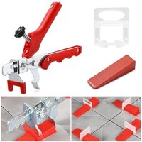 [NIE BENUTZT]600 Fliesen-Nivelliersystem, 2 mm Fliesenfinder + 500 Clips + 100 Stück wiederverwendbares Keilset, Fliesenverlegehilfe, für Profis von LARGEIGHT