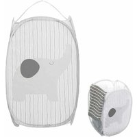 [NIE BENUTZT]Aufbewahrungskorb für schmutzige Kleidung, faltbarer Pop-Up-Wäschekorb, tragbarer Wäschekorb aus Netzgewebe, verwendbar (grauer Elefant) von LARGEIGHT