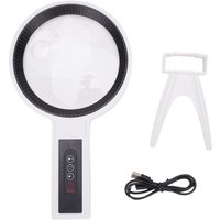 [NIE BENUTZT]Beleuchtete Lupe, wiederaufladbare Handlupe mit 34 LEDs und Ständer zum Lesen und Prüfen, warmes und kaltes Licht, einstellbare von LARGEIGHT