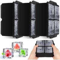 [NIE BENUTZT]Eiswürfelform, 3 Stück, 12 Fächer, Silikon-Eiswürfelschale, 5,5 cm große quadratische Eiswürfel, Silikon-Eiswürfelform, Eiswürfelform von LARGEIGHT