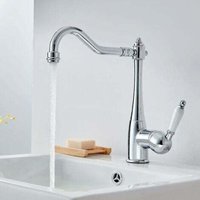 [NIE BENUTZT]Eleganter Küchenhahn, Spültischarmatur, hoher Auslauf, 360-Grad-Drehung, Retro-Chrom-Messing, Küchenspüle von LARGEIGHT