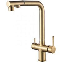 [NIE BENUTZT]Filter-Küchenarmatur mit ausziehbarer Brause, 360 Grad drehbarer Wasserfilter (Gold) von LARGEIGHT