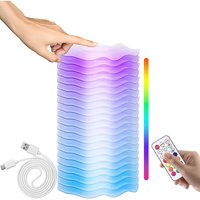 [NIE BENUTZT]LED-Nachtlicht, Touch-Lampe mit Fernbedienung, 8 Helligkeitsstufen, Warmweiß und RGB-Farbwechsel, wiederaufladbarer Akku, Wellendesign von LARGEIGHT