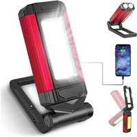 [NIE BENUTZT]Leistungsstarke wiederaufladbare Arbeitsleuchte, LED-Arbeitsleuchte mit Magnetfuß, Taschenlampe mit IPX6-Wasserdichtigkeit, 7 Modi, von LARGEIGHT