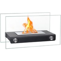 [NIE BENUTZT]Rechteckige Tischfeuerstelle mit doppelseitigem Glas, 35 cm Länge, sauber brennender tragbarer Bioethanol-Tischkamin ohne Abzug für von LARGEIGHT