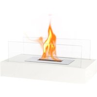 [NIE BENUTZT]Rechteckiger Tischkamin, 35 cm lang, Bioethanol-Brenner ohne Abzug, tragbarer Tischkamin für drinnen und draußen, Terrasse, Garten (weiß) von LARGEIGHT