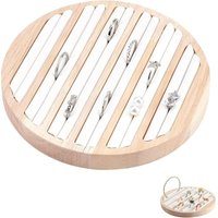 [NIE BENUTZT]Schmucktablett aus Holz, Aufbewahrungshalter für Ring- und Ohrringdisplays mit 6 Fächern, weißer Einsatz-Organizer für Zuhause, von LARGEIGHT
