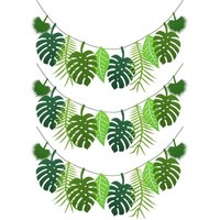 [NIE BENUTZT]Stück Dschungelblatt-Girlande, wiederverwendbar, künstliches Palmblatt, tropisches Banner, künstliche Monstera-Dekoration für von LARGEIGHT