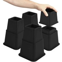 [NIE BENUTZT]Stück verstellbare Möbelerhöhungen (4 hoch, 4 kurz) – platzsparende Erhöhungen für Bett, Tisch und Sofa (8 bis 20 cm) (Schwarz)- von LARGEIGHT