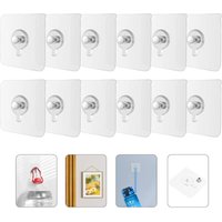 [NIE BENUTZT]Wandhalterung ohne Bohren, 12 Stück Rahmenaufhänger ohne Bohren, selbstklebende Rahmenhaken, Wandaufhänger zum Aufhängen von von LARGEIGHT