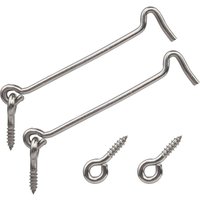 Ösenhaken aus Edelstahl 304, 150 mm, für Fenster, Garten, Garage, Schiebetür, silberfarben, mit Schrauben, 2 Stück Ösenhaken aus Edelstahl 304, 150 mm, für Fenster, Garten, Garage, Schiebetür, silberfarben, mit Schrauben, 2 Stück von LARGEIGHT