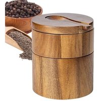 Salzbox aus Holz – konstruierter Salzbehälter doppellagige runde Salz- und Pfefferbox, Kellerschale mit Deckel, Salzbehälter aus Naturholz, Salzbox aus Holz – konstruierter Salzbehälter doppellagige runde Salz- und Pfefferbox, Kellerschale mit Deckel, Salzbehälter aus Naturholz, von LARGEIGHT