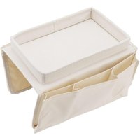 Sofa T-Arm Klappbarer Lagerregaltisch 600D Rindfleischstoff Seiten-Ketor-Sofa Schwarz Andere Tage zu Hause (Beige) von LARGEIGHT