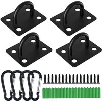 Stück Edelstahl Ösenplatte mit Karabiner, Deckenhaken, Ösenplatte zur Wandmontage, Deckenmontage, Zurrhaken aus Edelstahl von LARGEIGHT