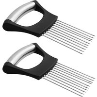 Stück Zwiebelschneider zum Schneiden von Kartoffeln und Karotten, Edelstahl Zwiebelschneider für Gemüse, Wellenmesser für Gemüse und Obst, Knoblauch von LARGEIGHT