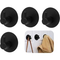 Stück schwarze selbstklebende Wandhaken, schwarze Badezimmerhaken aus Edelstahl, 4er-Set, Installation ohne Bohren für Küche, Bad und Schlafzimmer, Stück schwarze selbstklebende Wandhaken, schwarze Badezimmerhaken aus Edelstahl, 4er-Set, Installation ohne Bohren für Küche, Bad und Schlafzimmer, von LARGEIGHT