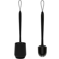 Toilettenbürste, mit Halter, für Hotel, Hostel, Pension, Restaurant, Modern, Mattschwarz, 35 x 11 cm von LARGEIGHT
