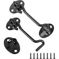 Türhaken, 2er-Pack Scheunentorhaken, 4-Zoll-Haken- und Ösenriegel, Kabinenhaken aus Edelstahl, Innentürschloss mit Befestigungsschrauben von LARGEIGHT