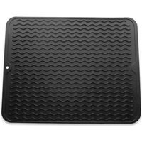Umweltfreundliche Silikon-Abtropfmatte, hitzebeständig, große Silikon-Spülbeckenmatte zur Aufbewahrung von Besteck und Geschirr, schwarz, 40 x 30 cm Umweltfreundliche Silikon-Abtropfmatte, hitzebeständig, große Silikon-Spülbeckenmatte zur Aufbewahrung von Besteck und Geschirr, schwarz, 40 x 30 cm von LARGEIGHT