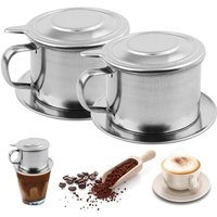 Vietnamesischer Kaffeetropfer, 2er-Set, Edelstahl-Kaffeefilter, 3, 3 x 2,5 Zoll, professionelles, wiederverwendbares Kaffeezubehör, Tropffilter von LARGEIGHT