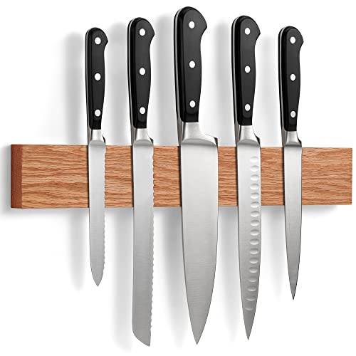 Magnetleiste Messer aus Eichenholz mit Extra Starkem Magnet - 40 cm - Messerhalter Magnetisch Holz für Utensilien und Werkzeuge - von LARHN von LARHN