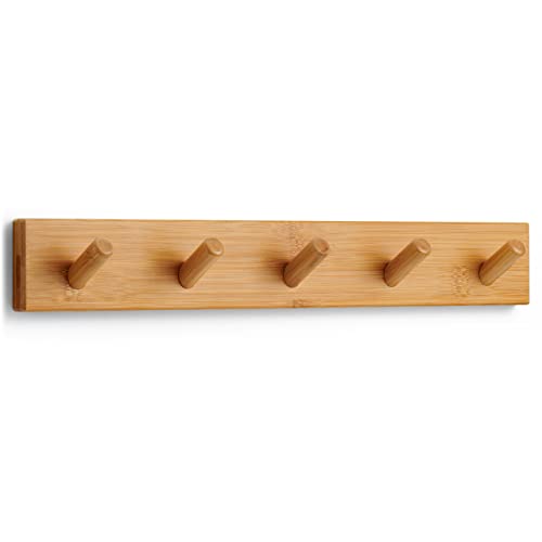 LARHN Garderobenhaken Holz - Garderobenleiste Holz mit 5 Haken - 43 cm - Kleiderhaken Wand - Wandgarderobe für Flure, Garderoben, Schlafzimmer und Badezimmer von LARHN