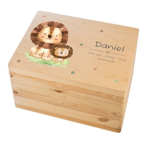 LARIFEE Erinnerungskiste personalisiert löwenn mit Name – Baby Erinnerungsbox Holz groß 40x30x23 cm – Geschenk Geburt, Taufe & Babygeschenk LARIFEE Erinnerungskiste personalisiert löwenn mit Name – Baby Erinnerungsbox Holz groß 40x30x23 cm – Geschenk Geburt, Taufe & Babygeschenk von LARIFEE Mit Liebe personalisiert