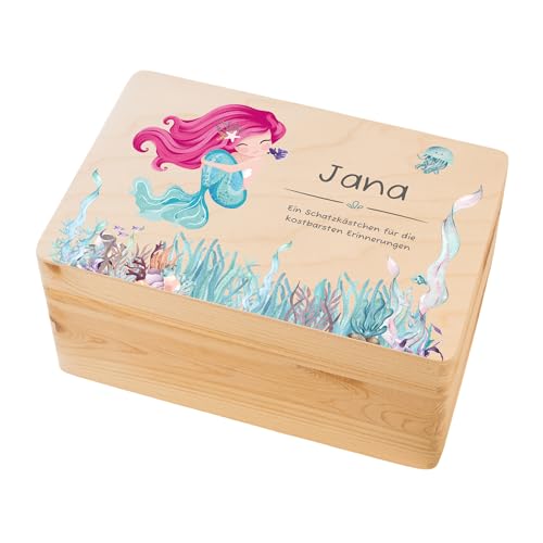 LARIFEE personalisierte Erinnerungsbox Meerjungfrau – Holzkiste für Baby Andenken klein 30x20x14 cm – Geschenk Geburt, Taufe & Babygeschenk LARIFEE personalisierte Erinnerungsbox Meerjungfrau – Holzkiste für Baby Andenken klein 30x20x14 cm – Geschenk Geburt, Taufe & Babygeschenk von LARIFEE Mit Liebe personalisiert
