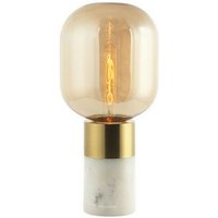 Ymittos Tischlampe E14 Max 25W Glas Bernstein -Messing - Weißer Ein-/Ausschalter von LARISSA LIGHTING