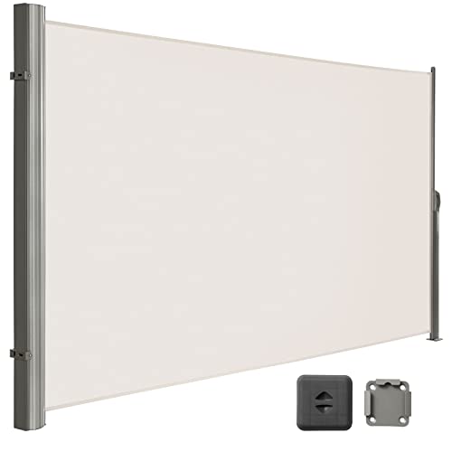 LARMNEE Alu-Seitenmarkise, ausziehbar, 160 x 450 cm, Sichtschutz, Sonnenschutz, Blickdicht, Seitenrollo, für Balkon, Terrasse, Garten, Beige EBE5461BP02 von LARMNEE