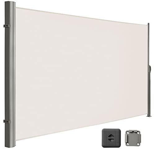 LARMNEE Seitenmarkise, ausziehbar, 160 x 350 cm, Sichtschutz, Sonnenschutz, Blickdicht, Seitenrollo, für Balkon, Terrasse, Garten, Beige EBE1635BP02 von LARMNEE