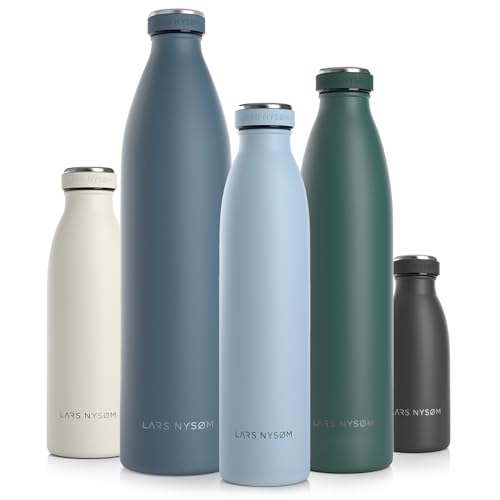 LARS NYSØM Edelstahl Trinkflasche 350ml, 500ml, 750ml, 1L, 1 5 liter | BPA-Frei Thermosflasche Kohlensäure geeignet | Auslaufsichere Wasserflasche für Sport, Outdoor, Schule (Baby Blue, 750ml) von LARS NYSØM