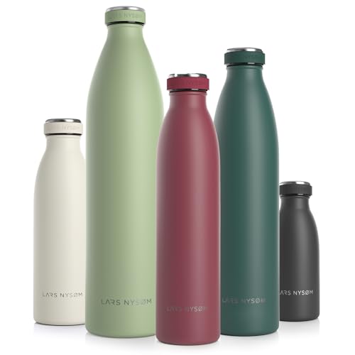 LARS NYSØM Edelstahl Trinkflasche 350ml, 500ml, 750ml, 1L, 1 5 liter | BPA-Frei Thermosflasche Kohlensäure geeignet | Auslaufsichere Wasserflasche für Sport, Outdoor, Schule (Berry, 750ml) von LARS NYSØM