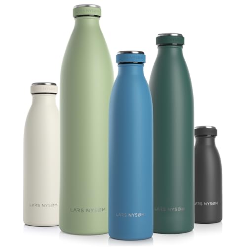 LARS NYSØM Edelstahl Trinkflasche 350ml, 500ml, 750ml, 1L, 1 5 liter | BPA-Frei Thermosflasche Kohlensäure geeignet | Auslaufsichere Wasserflasche für Sport, Outdoor, Schule (Niagara, 750ml) von LARS NYSØM