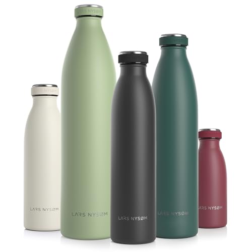 LARS NYSØM Edelstahl Trinkflasche 350ml, 500ml, 750ml, 1L, 1 5 liter | BPA-Frei Thermosflasche Kohlensäure geeignet | Auslaufsichere Wasserflasche für Sport, Outdoor, Schule (Onyx Black, 750ml) von LARS NYSØM