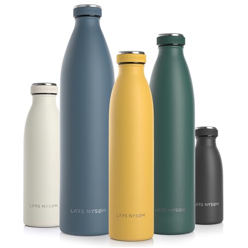 LARS NYSØM Edelstahl Trinkflasche 350ml, 500ml, 750ml, 1L, 1 5 liter | BPA-Frei Thermosflasche Kohlensäure geeignet | Auslaufsichere Wasserflasche für Sport, Outdoor, Schule (Spicy Mustard, 750ml) von LARS NYSØM