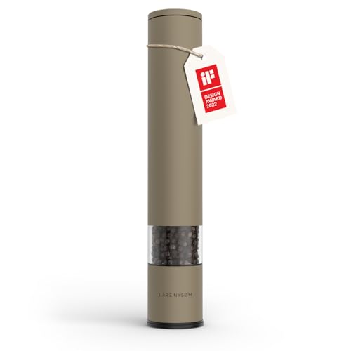 LARS NYSØM Salz Pfeffer Mühle manuell groß (28,8cm) mit einstellbarem Keramik-Mahlwerk von grob bis fein I Design Gewürzmühle (1 Stück) (Taupe Brown) von LARS NYSØM