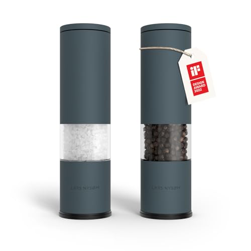 LARS NYSØM Salz und Pfeffer Mühle 2er Set Manuell mit einstellbarem Keramik-Mahlwerk von grob bis fein I Design Gewürzmühlenset (2 Stück) (Stone Blue) von LARS NYSØM