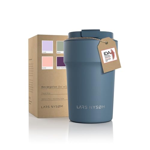 LARS NYSØM Thermo Kaffeebecher-to-go 380ml | BPA-freier Travel Mug 0.38 Liter mit Isolierung | Auslaufsicherer Edelstahl Thermobecher für Kaffee und Tee unterwegs | Teebecher (Blue Stone, 380ml) von LARS NYSØM