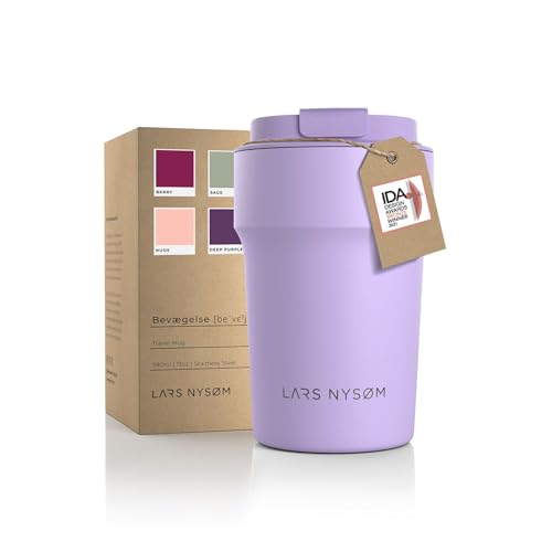 LARS NYSØM Thermo Kaffeebecher-to-go 380ml | BPA-freier Travel Mug 0.38 Liter mit Isolierung | Auslaufsicherer Edelstahl Thermobecher für Kaffee und Tee unterwegs | Teebecher (Lilac, 380ml) von LARS NYSØM