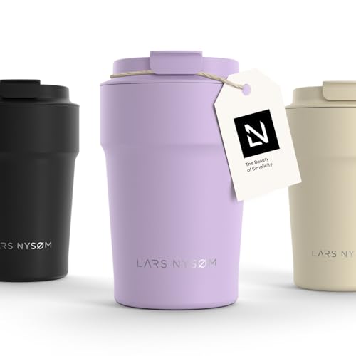 LARS NYSØM Thermo Kaffeebecher to go 380ml | Travel Mug 0,38 Liter mit Isolierung | Auslaufsicherer Edelstahl Thermobecher für Kaffee und Tee unterwegs | Teebecher (Lavender Purple, 380ml) von LARS NYSØM