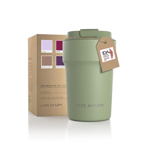 LARS NYSØM Thermo Kaffeebecher-to-go 380ml | BPA-freier Travel Mug 0.38 Liter mit Isolierung | Auslaufsicherer Edelstahl Thermobecher für Kaffee und Tee unterwegs | Teebecher (Sage, 380ml) von LARS NYSØM