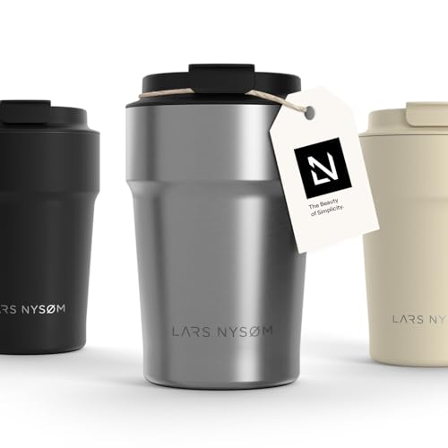 LARS NYSØM Thermo Kaffeebecher-to-go 380ml | BPA-freier Travel Mug 0.38 Liter mit Isolierung | Auslaufsicherer Edelstahl Thermobecher für Kaffee und Tee unterwegs | Teebecher (Steel, 380ml) von LARS NYSØM