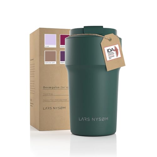 LARS NYSØM Thermo Kaffeebecher-to-go 500ml | BPA-freier Travel Mug 0.5 Liter mit Isolierung | Auslaufsicherer Edelstahl Thermobecher für Kaffee und Tee unterwegs | Teebecher (Bayberry, 500ml) von LARS NYSØM