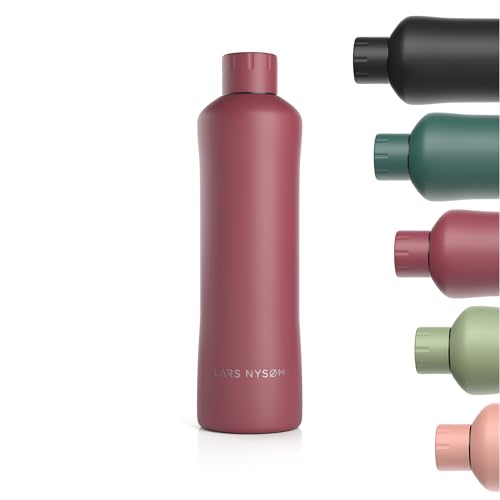 LARS NYSØM Trinkflasche Edelstahl 1000ml | BPA-freie Isolierflasche 1 Liter | Auslaufsichere Wasserflasche für Sport, Fahrrad, Hund, Baby, Kinder | Thermosflasche (Berry, 1000ml) von LARS NYSØM