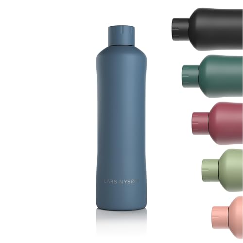 LARS NYSØM Trinkflasche Edelstahl 1000ml | BPA-freie Isolierflasche 1 Liter | Auslaufsichere Wasserflasche für Sport, Fahrrad, Hund, Baby, Kinder | Thermosflasche (Blue Stone, 1000ml) von LARS NYSØM